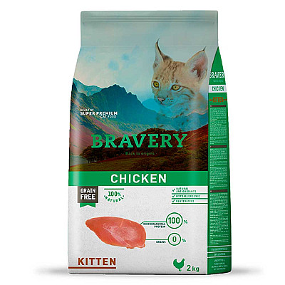 Сухой корм для кошек BRAVERY Chicken Cat Kitten, для котят, с курицей
