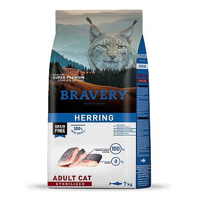 Сухой корм для кошек BRAVERY Herring Adult Cat Sterilized для взрослых стерилизованных кошек с сельдью