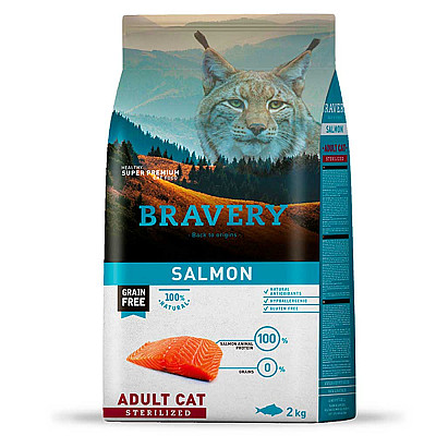 Сухой корм для кошек BRAVERY Salmon Adult Cat Sterilized, для взрослых кошек стерилизованных, с лососем