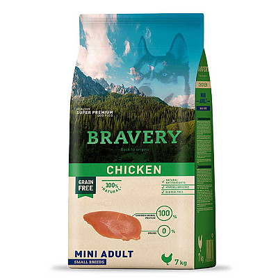 Сухой корм для собак BRAVERY Chicken Mini Adult, сухой для взрослых собак мелких пород, с курицей