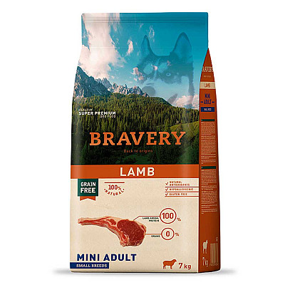Сухой корм для собак BRAVERY Lamb Mini Adult, для взрослых собак мелких пород с ягненком