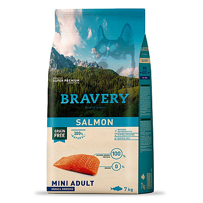 Сухой корм для собак BRAVERY Salmon Mini Adult, для взрослых собак мелких пород с лососем