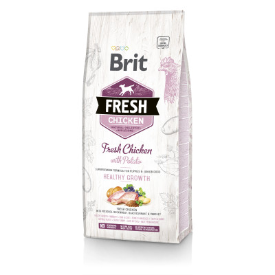 Сухий корм для собак Brit Fresh Healthy Growth  для цуценят та юніорів з куркою та картоплею