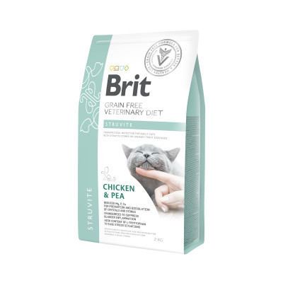 Сухий корм для кішок, при захворюваннях сечовивідних шляхів Brit VetDiets Struvite з горохом і куркою для дорослих кішок