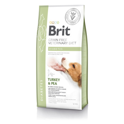 Сухой корм для взрослых собак при сахарном диабете Brit VetDiets Diabetes с индейкой и горохом