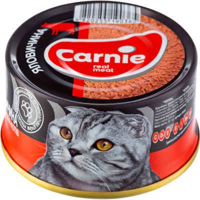 Влажный корм для взрослых кошек Carnie мясной паштет 90 г