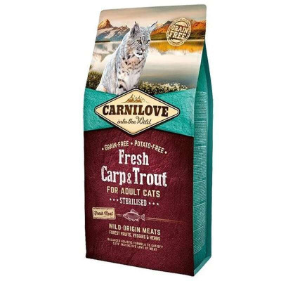 Carnilove Fresh Carp & Trout for Adult Sterilised Cats - Сухий беззерновий корм з коропом і фореллю для стерилізованих кішок