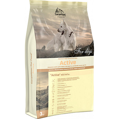Сухий корм для дорослих активних собак від 1 року Carpathian Pet Food Active з куркою і скумбрією