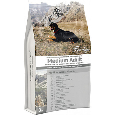 Сухий корм для дорослих собак середніх порід вагою 11-25 кг Carpathian Pet Food Medium Adult з куркою та палтусом атлантичним