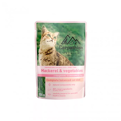 Carpathian pet food  пауч для котів Макрель з овочами в соусі