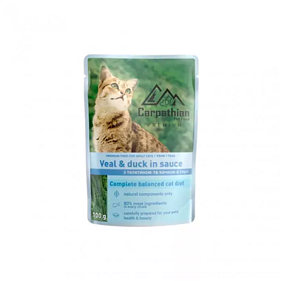 Carpathian pet food  пауч для котів Телятина з качкою у соусі