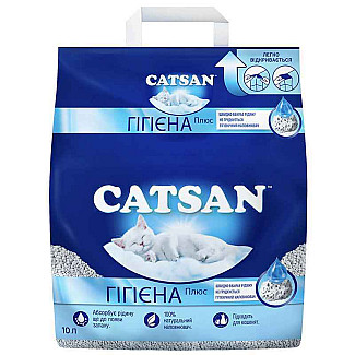 Catsan Hygiene Plus – Наполнитель Гигиена Плюс кварцевый для кошачьего туалета, 10 л