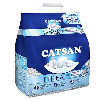 Catsan Hygiene Plus – Наполнитель Гигиена Плюс кварцевый для кошачьего туалета, 10 л