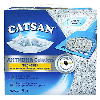 Catsan Active Fresh – Наповнювач Активна свіжість кварцовий, грудковий для котячого туалету, 5 л