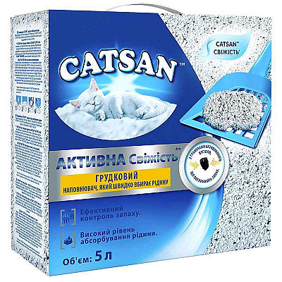 Catsan Active Fresh – Наповнювач Активна свіжість кварцовий, грудковий для котячого туалету
