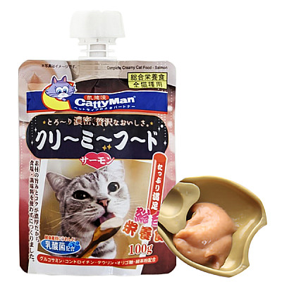 Рідкі ласощі для котів CattyMan Creamy Salmon КеттіМен вершкове п'юре з лососем