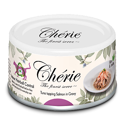 Вологий корм Cherie Hairball Control Tuna & Salmon для котів зі шматочками тунця та лосося в соусі для запобігання утворення шерстяних грудочок