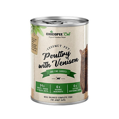 Консерви для котів Chicopee Cat Adult Gourmet pot Poultry Venison