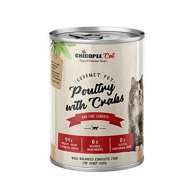 Консерви для котів Chicopee Cat Adult Gourmet pot Poultry Crabs