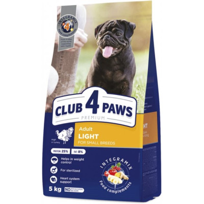 Сухий корм Club 4 Paws Преміум Adult LIGHT Контроль ваги з високим вмістом індички для дорослих собак малих порід