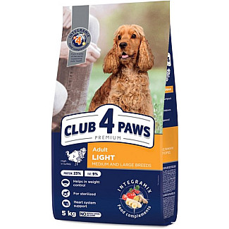 Club 4 Paws Преміум Adult LIGHT Контроль ваги для дорослих собак середніх та великих порід з високим вмістом індички, 5 кг
