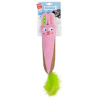 Игрушка для кошек GiGwi ROOKIE HUNTER Кролик розовый с шорохом текстиль бумага, 38 см