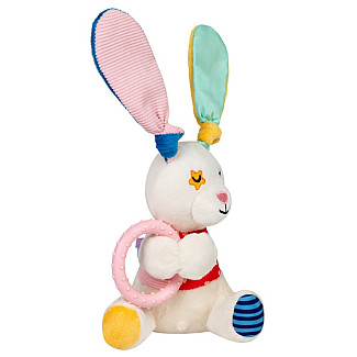 Іграшка для собак GiGwi Plush Friendz Зайчик з кільцем та пищалкою текстиль термопластична гума, 16 см