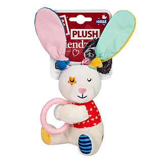 Іграшка для собак GiGwi Plush Friendz Зайчик з кільцем та пищалкою текстиль термопластична гума, 16 см