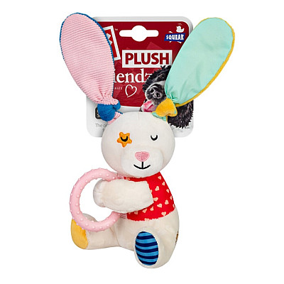 Іграшка для собак GiGwi Plush Friendz Зайчик з кільцем та пищалкою текстиль термопластична гума