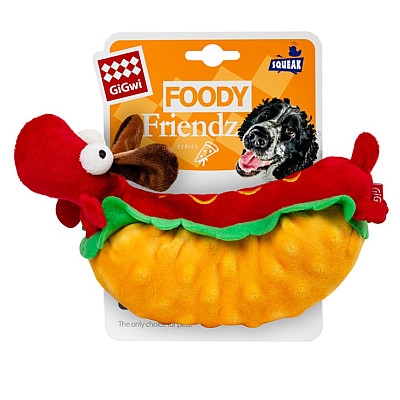 Іграшка для собак GiGwi Foody Friends Хот-Дог з пищалкою текстиль плюш