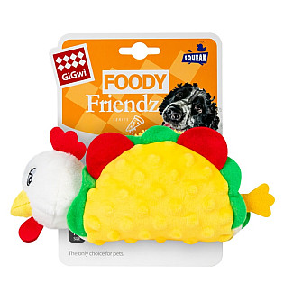 Іграшка для собак GiGwi Foody Friends Курячий Тако з пищалкою текстиль плюш, 26 см