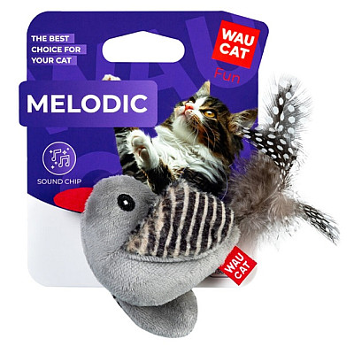 Игрушка для кошек WAUCAT Fun Melodic Птичка со звуковым чипом искусственный мех плюш перо