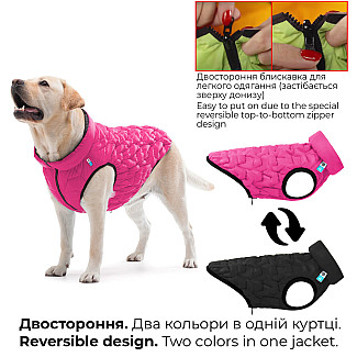 Двостороння курточка для собак AiryVest UNI рожева-чорна, M48