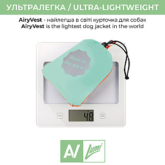 Двостороння курточка для собак AiryVest Lumi  салатово-помаранчева (світиться в темряві), M45