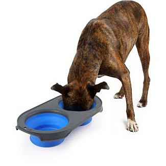 Dexas  Collapsible Pet Feeder™  Инновационная миска для кормления СРЕДНЯЯ, синий