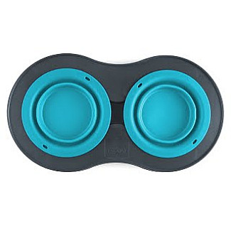 Dexas Double Elevated Feeder Миска двойная на складной подставке для собак и кошек БОЛЬШАЯ, голубой