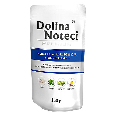 Вологий корм для дорослих собак Dolina Noteci Premium з тріскою та броколі