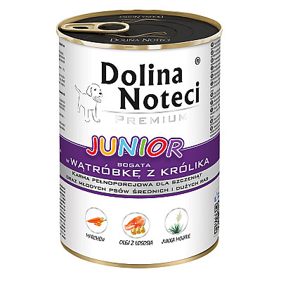 Влажный корм Dolina Noteci Premium для щенков с печенью кролика