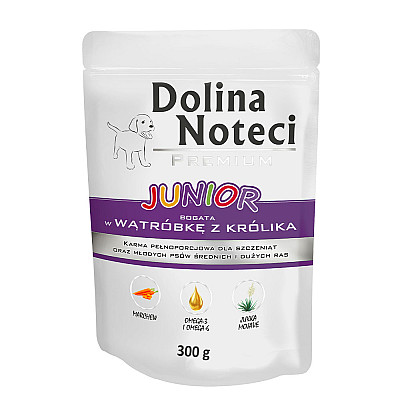 Вологий корм Dolina Noteci для молодих собак з печінкою кролика