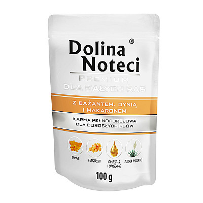 Влажный корм для взрослых собак мелких пород Dolina Noteci Premium с фазаном, тыквой и макаронами