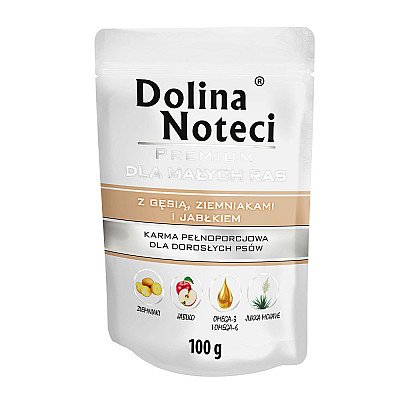 Вологий корм для дорослих собак маленьких порід Dolina Noteci Premium Dog Гусак, картопля та яблуко