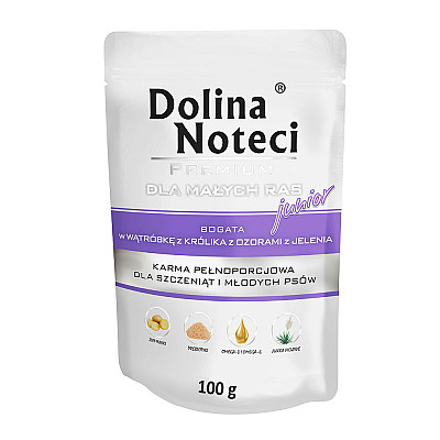 Вологий корм для цуценят Dolina Noteci Premium Pies Junior Печінка кролика та язик оленя саше