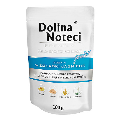 Вологий корм для цуценят Dolina Noteci Premium Pies Юніор Шлунки ягняти саше