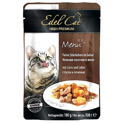  Edel Cat влажный корм с гусем и печенью в желе для котов