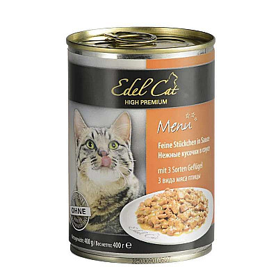 Edel Cat консервы три вида мяса птицы для котов