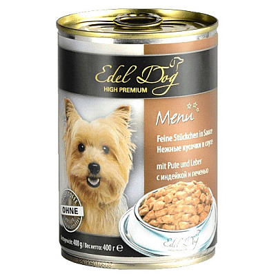 Edel Dog консерви для собак з індичкою та печінкою