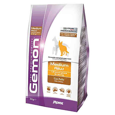 Сухий корм GEMON DOG MEDIUM ДЛЯ ДОРОСЛИХ СОБАК СЕРЕДНІХ ПОРОД З КУРИЦЮ 