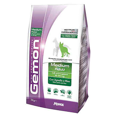 Сухой корм GEMON DOG MEDIUM ДЛЯ ВЗРОСЛЫХ СОБАК СРЕДНИХ ПОРОД ЯГНЕНОК С РИСОМ