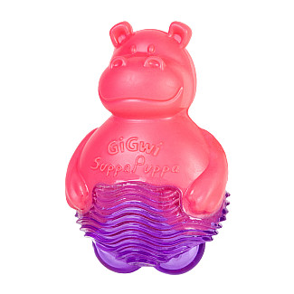 GiGwi Suppa Puppa - Іграшка для собак Бегемотик з пищалкою рожевий, 9 см