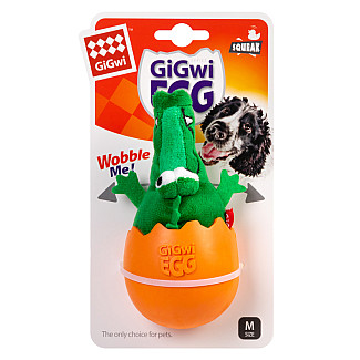 GiGwi Egg - Іграшка для собак Крокодил-неваляшка з пищалкою, 14 см